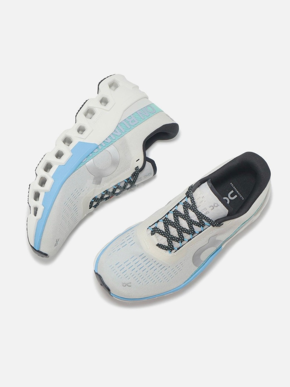 On Running Cloudmonster Sneakers in Light Gray, Blue, Black- Womens Size 9 - Picture 2 of 8